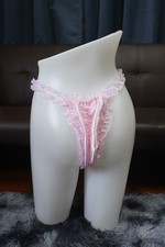  A199 2XL/ElasticW.24-44" VTG Style Pink Satin Bikini Thong Panties Underwear