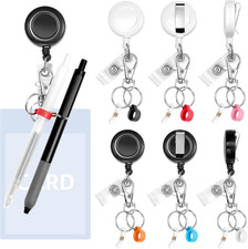 6 Pcs Retractable Badge Reels with Pen Clips for Lanyards, ID Badge Holders