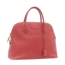 HERMES Bolide 37 Hand Bag Leather Red Auth nh122SA