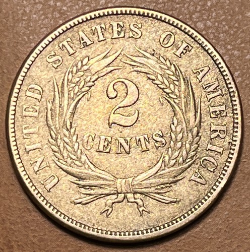 1865 Two Cent Piece Nice Details * Full "WE"* US Type 2c Civil War Copper Coin - Picture 4 of 4
