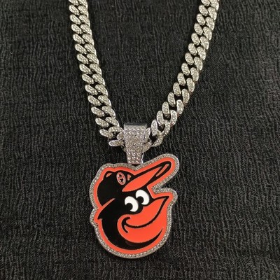 Baltimore Orioles 20 Inch Necklace Pendant Cuban Chain Link MLB Baseball Hip Hop