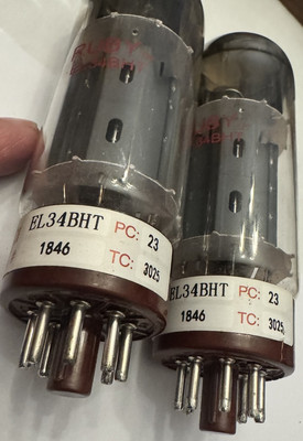Nos Matched Pair  Ruby Tubes EL34BHT / EL34 / 6CA7 Mullard Copy EXCELLENT