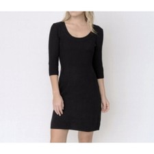 Athleta Black Ribbed Knit Sweater Dress XS Bodycon Minimalist Athleisure Casual