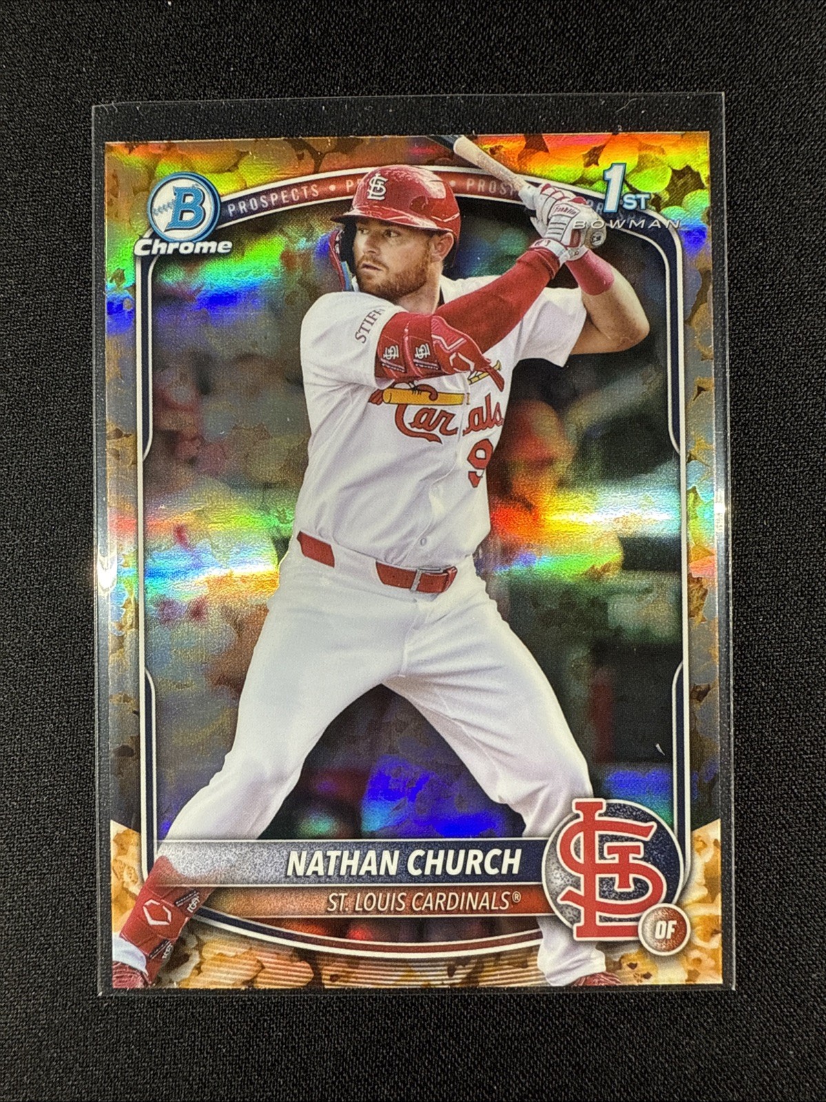 2025 1st Bowman Chrome Nathan Church Popcorn Refractor St. Louis Cardinals