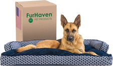 Pillow Dog Bed for Large Dogs W/ Removable Bolsters  Washable Cover - Plush  W