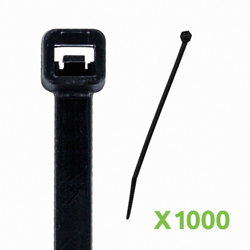12 Inch Nylon UV Resistant Cable Wire Zip Tie 120 lbs Black 1000 Pack Lot Pcs