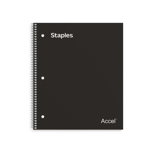 Staples Premium 1-Subject Notebook 8.5" x 11" Graph Ruled 100 Sheets Black