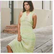 ZARA KNIT CROCHET MULTI COLOR RACERBACK MIDI MAXI DRESS
