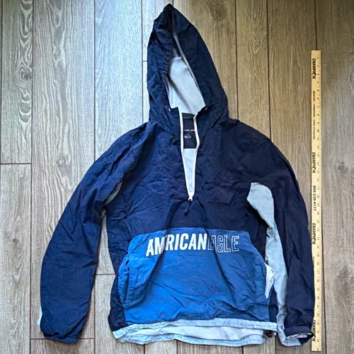 American Eagle Outfitters Men's Hooded 1/2 Zip Anorak Jacket Colorblock M - product listing photo