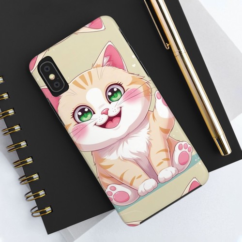 Phone Case Cartoon Kawaii Aesthetic Cute Happy Cat Durable Fits iPhone Samsung - Picture 89 of 107
