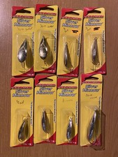Lot of 8 - Johnson Silver Minnow Lures, Original Weedless Wonder - Various Sizes
