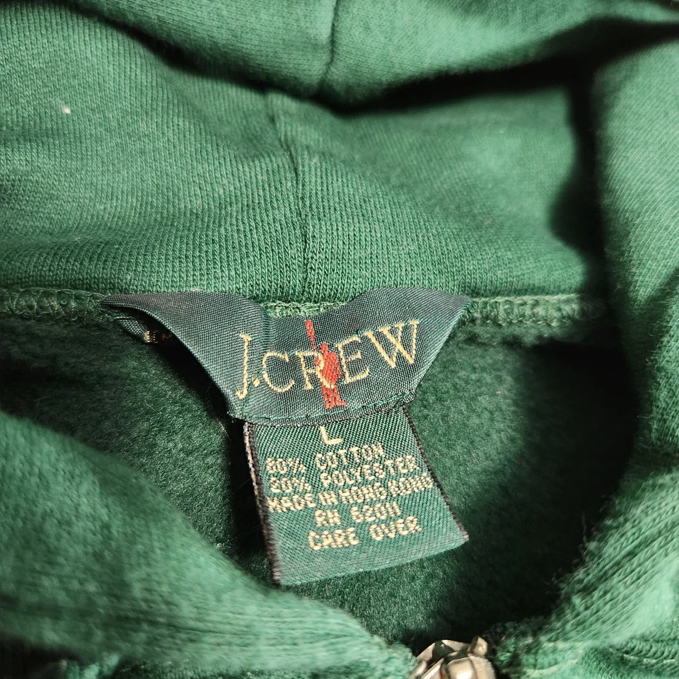 Sudadera con Capucha Vintage J Crew Oarsman Hombres Grande Verde Cremallera Completa Años 90 Y2K Foto 3 de 4
