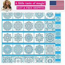 Mandala Painting Craft Stencils Reusable Templates 6 x 6 in and 3.5 x 3.5 in,...