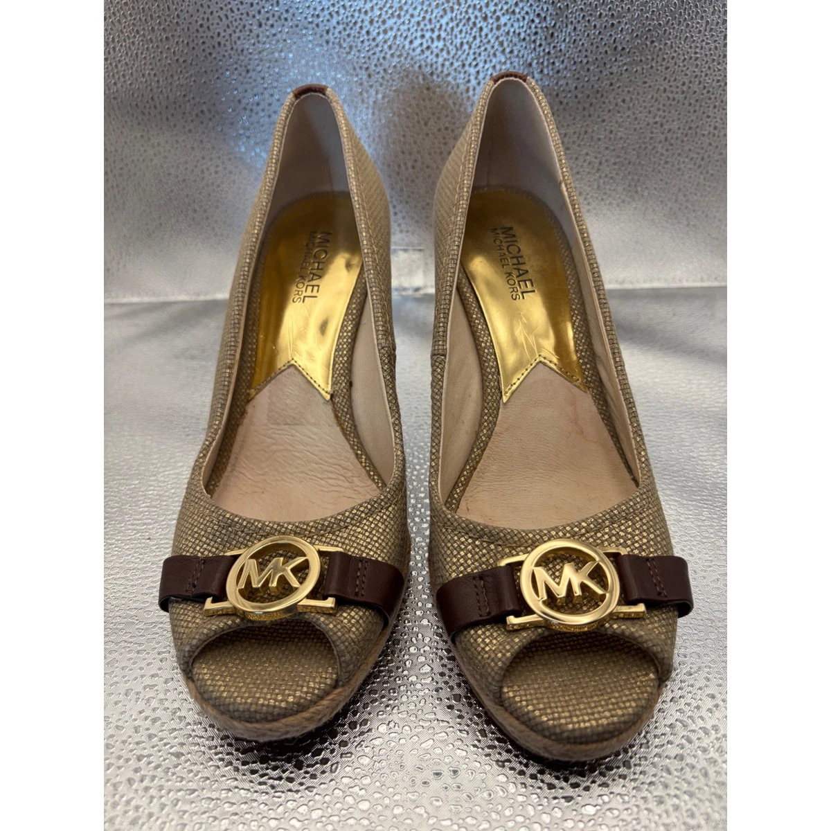 michael kors gold dress shoes NIB MICHAEL Michael Kors Gold Metallic Leather Matilda Flex Pump Shoes Size  6.5