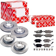 FEBI Bremsscheiben belüftet vorne+hinten+Bremsbeläge für Fiat Punto Grande