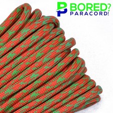 Neon Green Orange Camo - 50 FT - 550 Paracord Rope 7 strand Parachute Cord
