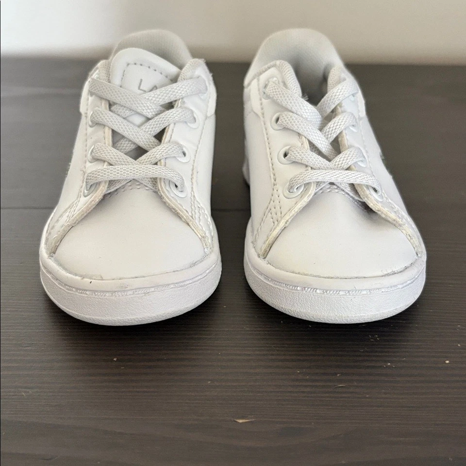 Lacoste Carnaby Pro toddler sneakers in white leather green crocodile size 6 - Image 4 of 4