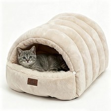 Covered Cat Bed Cave for Indoor Cats, 2-in-1 Enclosed Pet Bed for Kittens wit...