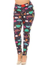 Buttery Smooth Vintage Umbrella Extra Plus Size Leggings - 3X-5X