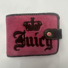 VTG Y2K Juicy Couture bifold wallet pink velour w/brown embroidered branding IUC