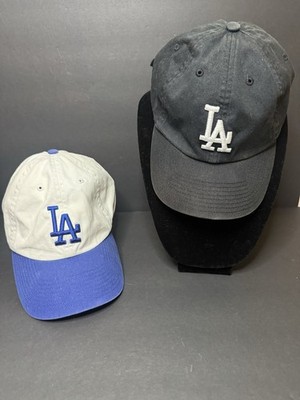 LA Dodgers Cap Lot 2 Adjustable Hats Black White Blue Dad Hat Baseball Caps