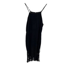Alexia Admor Black Fringe Spaghetti Strap Mini Dress Size S D2306 Cocktail Sexy