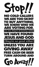 No Cold Callers Door Stickers – No Canvassers Funny Front Door Vinyl Sign