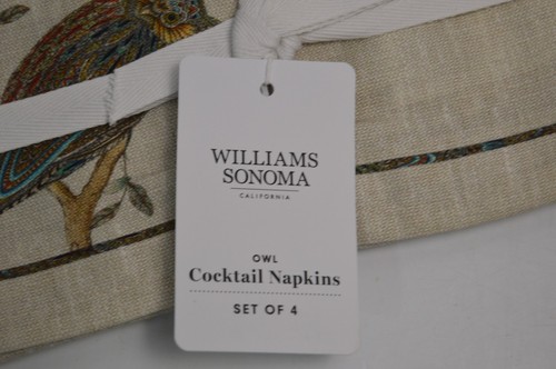 Williams Sonoma The Owl Collection Cocktail Napkins Set of 4 NWT New Fall - Picture 2 of 4