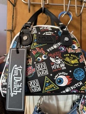 Ed Hardy Black Jax Handbag w/ Crossbody Strap