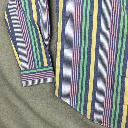 Polo Ralph Lauren Shirt Mens L Oxford Pastel Fun Stripe Flesh Pony Vertical - Photo 13/17