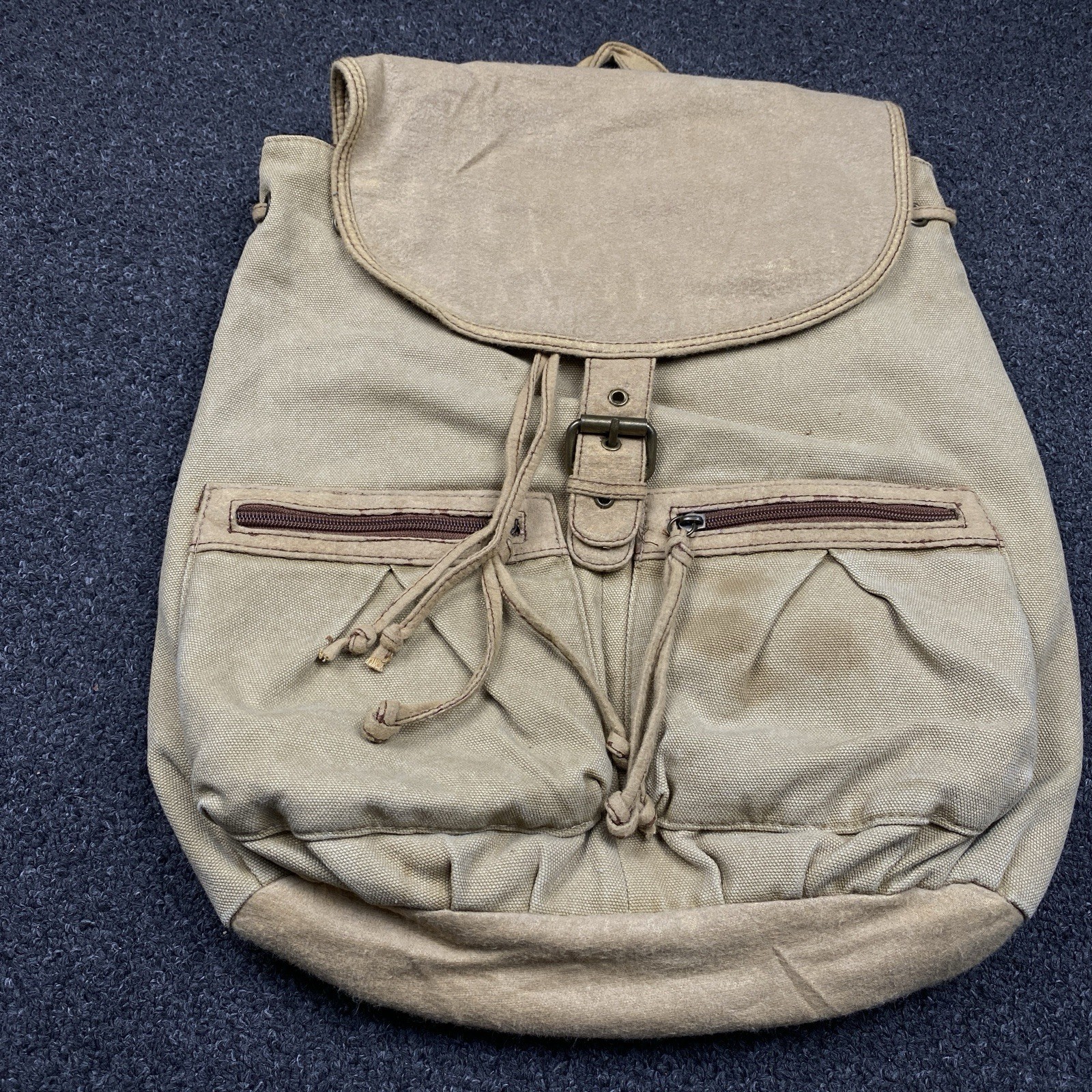 Mudd Canvas Backpack Pockets Sack Brown Rustic Hi… - image 3