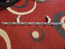 Ancien Barre Boucher 8 Crochets Dents de Loup Métal Patiné - Design Déco Vintage