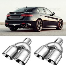 Pair 9.5"Long Dual Exhaust Tip Pipe 2.5" inlet 3.5" Outlet For Alfa Romeo Giulia