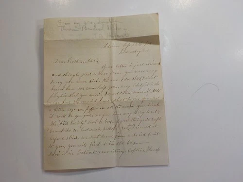 Civil War Letter 1862 17th Michigan Infantry Adrian Covington Heights Kentucky