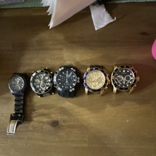 Invicta Men's Diver Wristwatch Lot Chronograph Date Black Gold Analog w/ Box