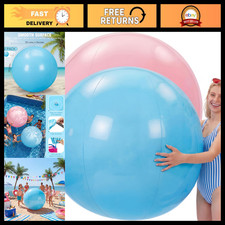 2 Pcs 60" Giant Inflatable Beach Balls - Pink Blue, Perfect for Pool Party F