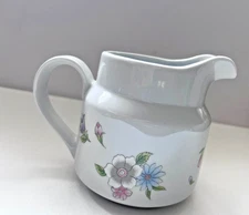 Vintage  Pitcher Floral FTD made in Japan 4.5" Tall White with Flowers