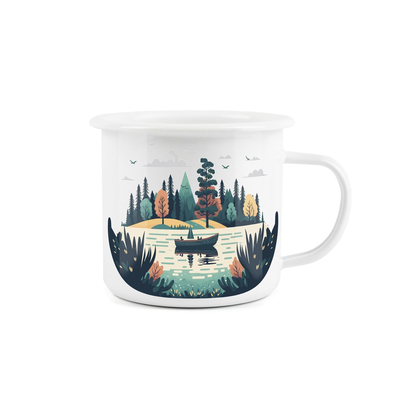 Forest Lake Enamel Mug - Outdoors Camping Tea/Coffee Metal Picnic Cup