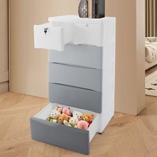 White Dresser for Bedroom, Tall 5 Drawer Dresser with Sturdy Base Wood Storage.