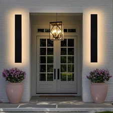 2 Pack 32in Modern Black LED Outdoor LED Wall Light, Dimmable 3000K-6000K