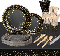 Partygeschirr Set 193 StüCk Pappteller Becher Servietten Tischdecke FüR 24 GäSte