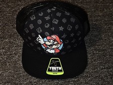 Super Mario Youth Trucker Hat Mesh Snapback Black Cap Nintendo 2023 NEW