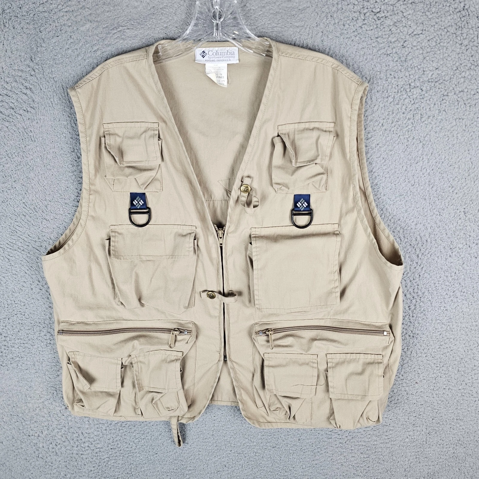 Columbia Vest Mens Utility Pockets PFG Performance Fishing Gear Outdoor Full Zip