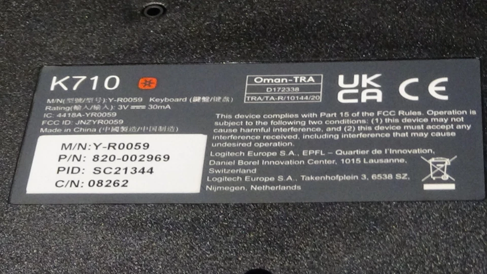 Logitech K710 Y-R0059 3V 30mA - Image 3 of 4