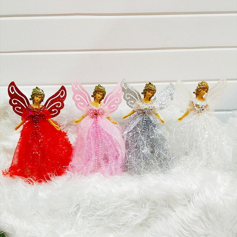 22cm Christmas Angel Fairy Tree Topper Pink Silver Blue Red White Decoration UK eBay