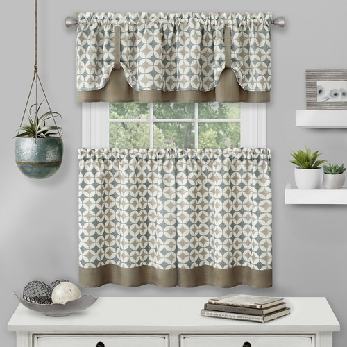 Kate Aurora Modern Geo 3 Pc Kitchen Curtain Tier & Valance Set - Assorted Colors - Picture 11 of 11