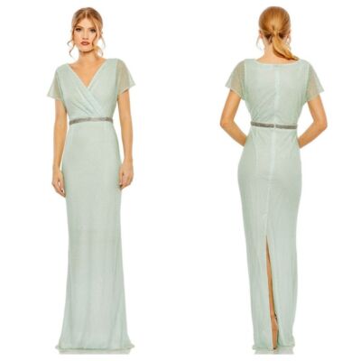 Mac Duggal 93994 Surplice Bodice Embellished Dress Sz 4