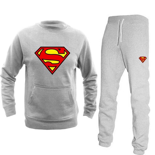 Men's Superman Crew Neck jogging suit Tracksuit Sweat Shirt Bottoms Top Fleece - Picture 4 of 5