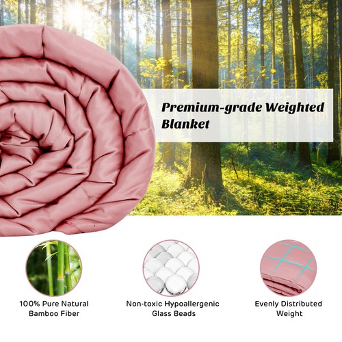 15lbs Heavy Weighted Blanket Natural Bamboo Fabric Soft Breathable 48"x72" Pink - Picture 6 of 12