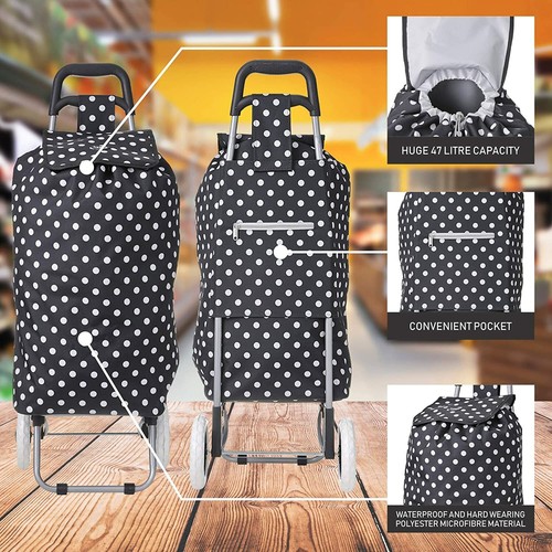 Large Lightweight Wheeled Shopping Trolley Push Cart Luggage Bag with wheels New - Picture 14 of 54